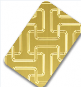 Custom Patterns AISI 304 Gold 3D Laser Finish Stainless Steel Color Sheets for Decorative Wall Panel
