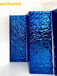 Ukuran khusus SS304 0,65MM Lembar dekorasi baja tahan karat riak gelombang air Warna Biru