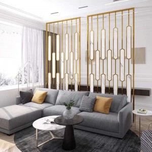 2021 New Design PVD Golden Brush Design Stainless Steel Material Decoration Partition Room Divider