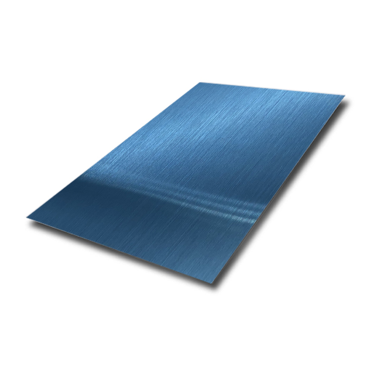 Blue Hairline Grind Stainless Steel Sheet Four Feet