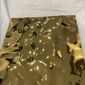 Gold Mirror Water Ripple Stamped Stainless Steel Decor Sheet