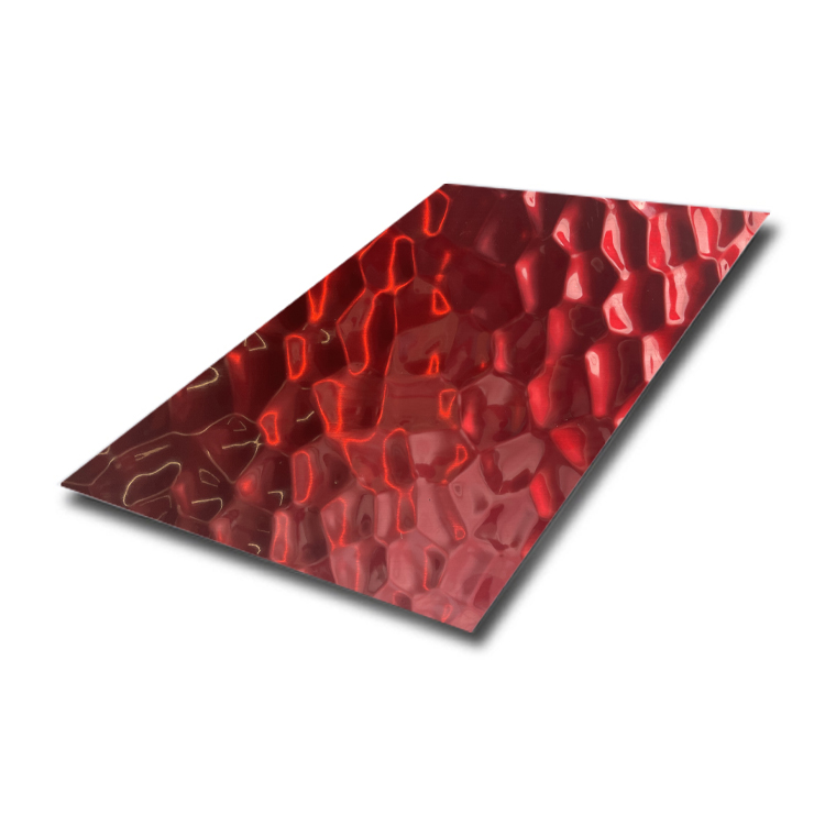 Honeycomb Textured China Red Hairline SS Sheet