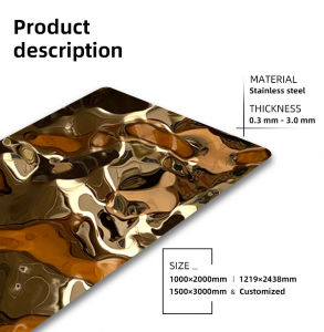304 Rose Gold Water Ripple Stainless Steel Sheet for Ceiling Decor