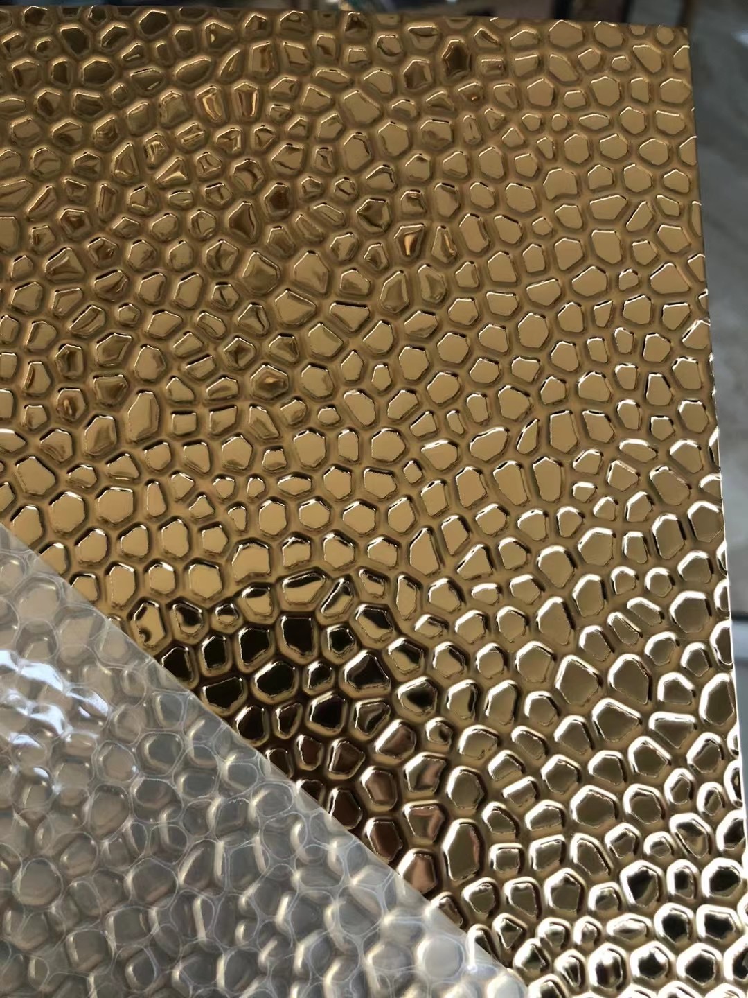 Painel decorativo de aço inoxidável estampado em favo de mel