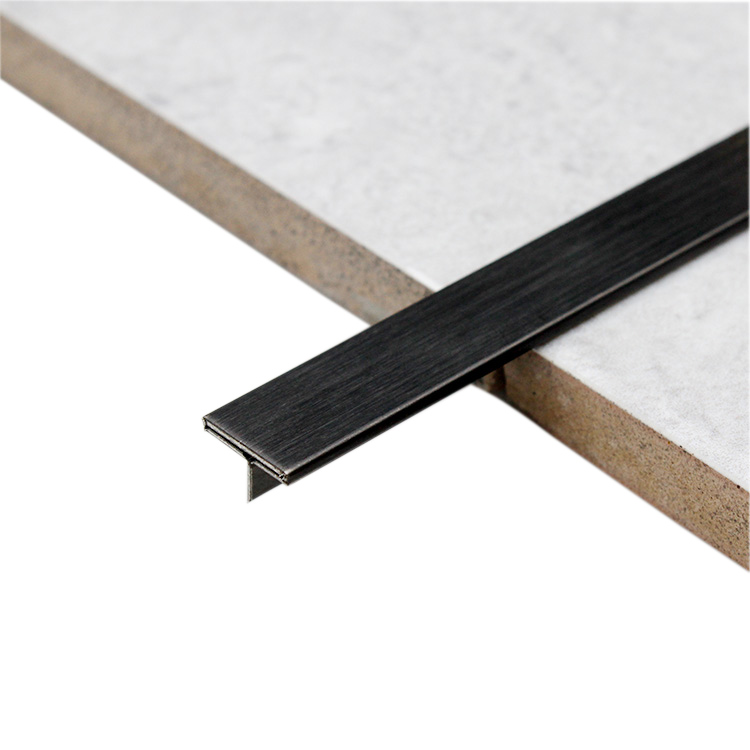 T Black Hairline Stainless Steel Tile Trim