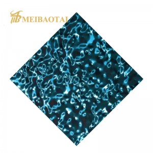 High Quality PVD Blue Warer Ripple Stamped Decoration Sheet 201 Stainless Steel Sheet