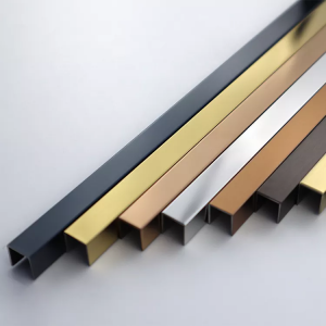 SS304 201 Gold ,Black, Rose Gold Hailrine stainless steel U profile decoration U tile trim