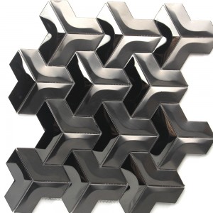 PVD Rose Black Golden Brushed Stainless Steel KTV V-shaped Interlocking Sticker Metal Mosaic Wall Tile