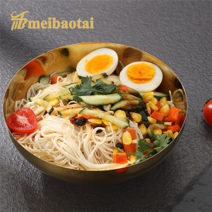 304 Stainless Steel Ramen Bowl Silver Golden Mirror Polish Finish Design Metal Bowl