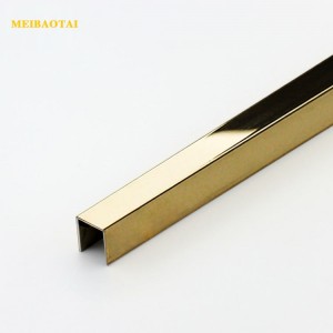 ss304 Gold / Black / Blue / Silver / Rose Gold Mirror Stainless Steel Tile Trim U Shape Decorative Inlay Profile For Living Room