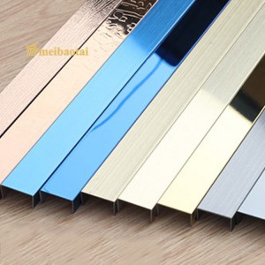 PVD Blue Mirror Or Brush Surface U Decorative SS Tile Trim Profile For Corner Wall 4FT Length