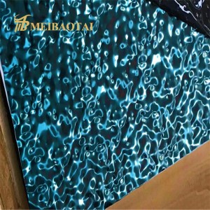 Custom Color Mirror Finished 304 Water Ripple Stamped Stainless Steel Sheet for Curtain Wall