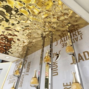 SS201 304 4*8ft Golden Mirror Stainless Steel stamped sheet decoration ceiling