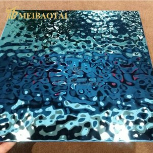 PVD Blue Color Coating Water Ripple Design Stamped Plate 304 Stainless Steel Plate 0.5mm Thickness