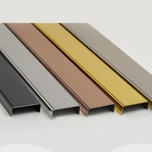 Matt Finish Hairline Design PVD Color Coating Decorative Moulding Brush U Tile Trim for Wall Floor Transition Strips Metal Edge
