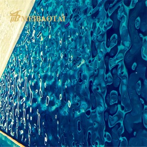 PVD Blue Color Coating Water Ripple Design Stamped Plate 304 Stainless Steel Plate 0.5mm Thickness
