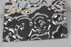 Rose Flower Pattern Stamped Desgin Decoration Wall Ceiling 3D Plate Black Mirror Polish Technology 304 Stainless Steel Sheet