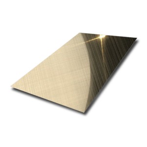 Champagne Gold Mirror Cross Hairline Stainless Steel Panel
