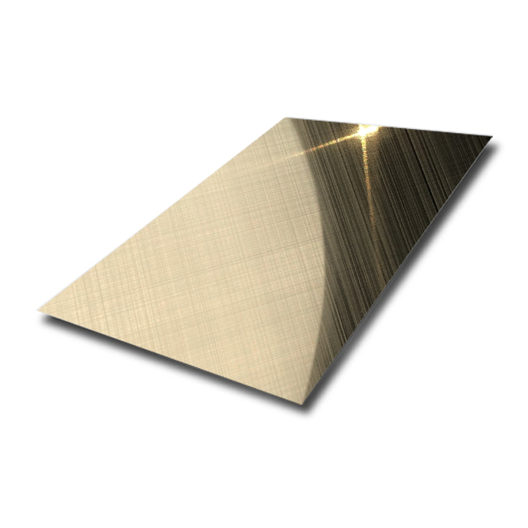 Champagne Gold Mirror Cross Hairline Stainless Steel Panel