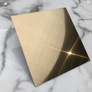 Champagne Gold Mirror Cross Hairline Stainless Steel Panel