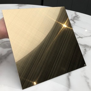 Champagne Gold Mirror Cross Hairline Stainless Steel Panel