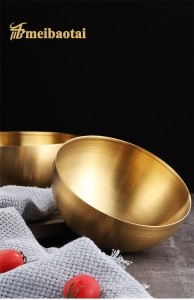 Meibaotai High Quality Silver Golden 304 Stainless Steel Metal Bowl