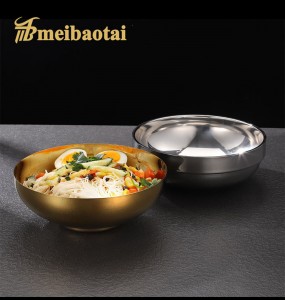 304 Stainless Steel Ramen Bowl Silver Golden Mirror Polish Finish Design Metal Bowl