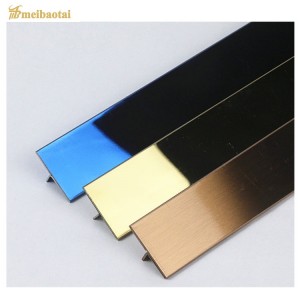 Golden /Rose gold /Silver/Blue mirror hairline stainless steel T tile trim