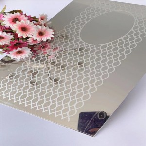 High Quality Super Mirror with Etching Finish Decoration Plate 1219x2438mm 0.95mm 304 Stainless Steel Sheet for Elevator Lift Decoration Plate