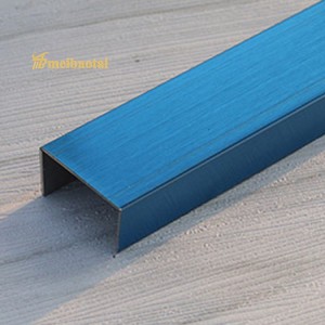 PVD Blue Mirror Or Brush Surface U Decorative SS Tile Trim Profile For Corner Wall 4FT Length