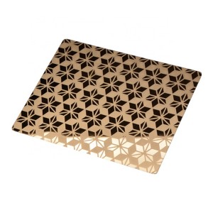 Elegant Design PVD Golden Mirror with Etching Design Decoration Wall Plate Four Feet 304 Stainless Steel Sheet