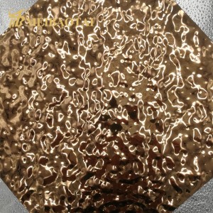 Brown Color Coating Middle Water Ripple Sheet 304 SS Metal Decorative Sheet Four Feet