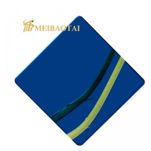 Green Blue PVD Color Coating Mirror Finished J2 Stainless Steel Decorative Sheet 1219x2438mm 0.45mm Thickness