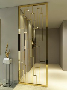 Modern Style PVD Golden Design Decoration Partition Stainless Steel Material Decoration Room Divider