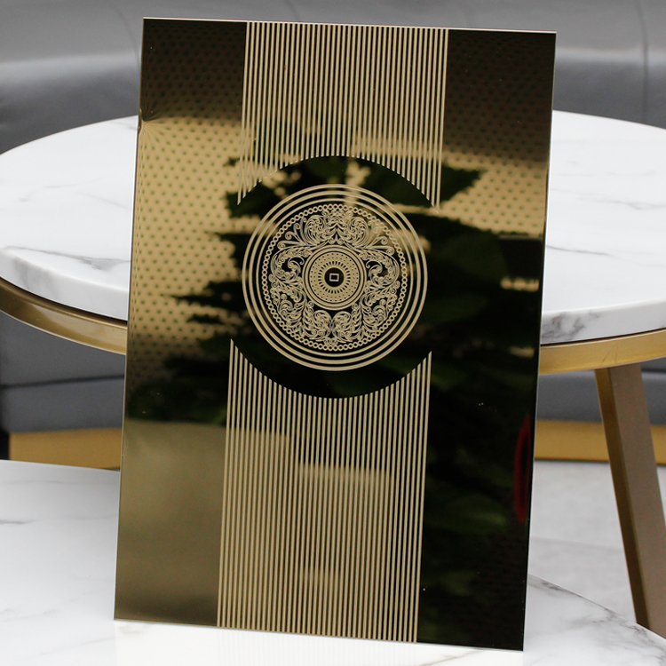 Gold Mirror Etched Stainless Steel Sheet