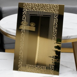 Popular Design Gold Mirror Etched Stainless Steel Plate