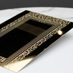 Popular Design Gold Mirror Etched Stainless Steel Plate