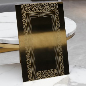 Popular Design Gold Mirror Etched Stainless Steel Plate