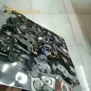 Silver Mirror Polish Water Ripple Stamped Finish Four Feet Grade 201/304 Stainless Steel Sheet for Decoration Ceiling Wall Plate
