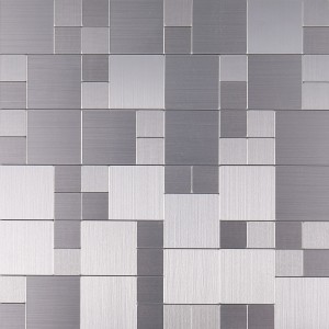 Brushed Stainless Steel KTV Interlocking Sticker Metal Mosaic Wall Tile