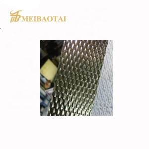 201 304 Rose Gold PVD Color Coating Stamped Stainless Steel Sheet for 3D Wall Panel