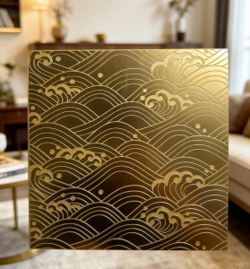 Gold Etched Stainless Steel Decorative Sheet Four Feet