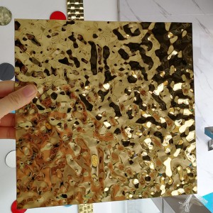 Gold Mirror Water Ripple Stamped Stainless Steel Decor Sheet