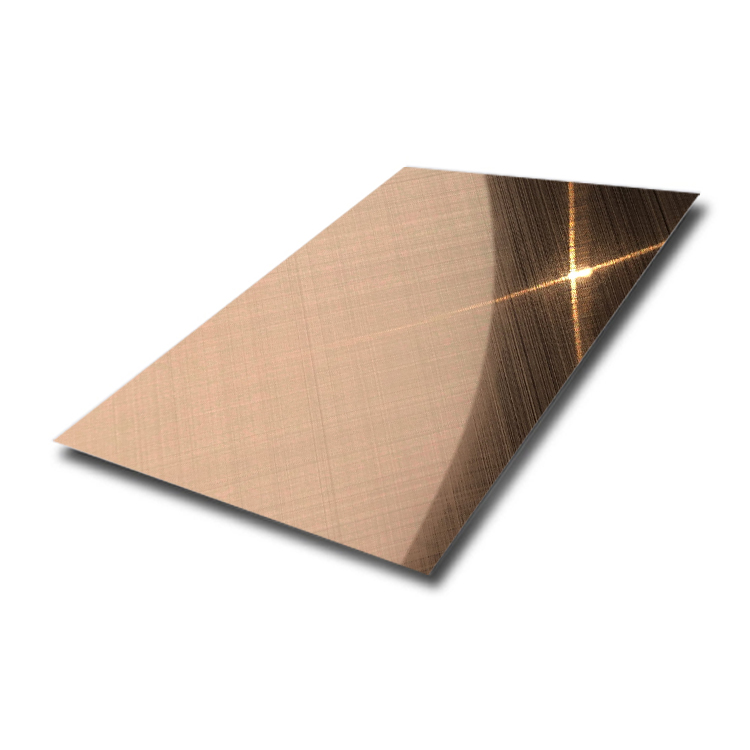 Rose Gold Mirror Cross Hairline Stainless Decorative Plate