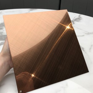 Rose Gold Mirror Cross Hairline Stainless Decorative Plate