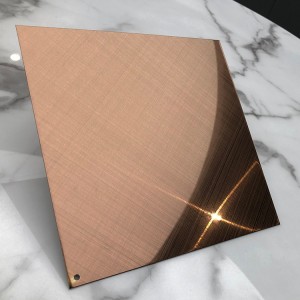 Rose Gold Mirror Cross Hairline Stainless Decorative Plate