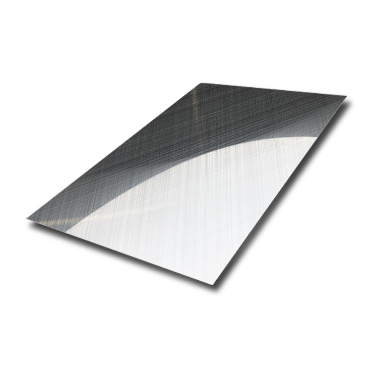 Silver Mirror Cross Hairline Stainless Steel Plate
