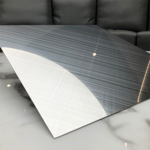 Silver Mirror Cross Hairline Stainless Steel Plate