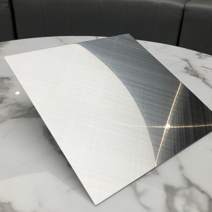 Silver Mirror Cross Hairline Stainless Steel Plate