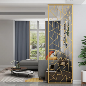 Ti-Gold Plated Stainless Steel Privacy Screen, Laser Cut Metal Panel